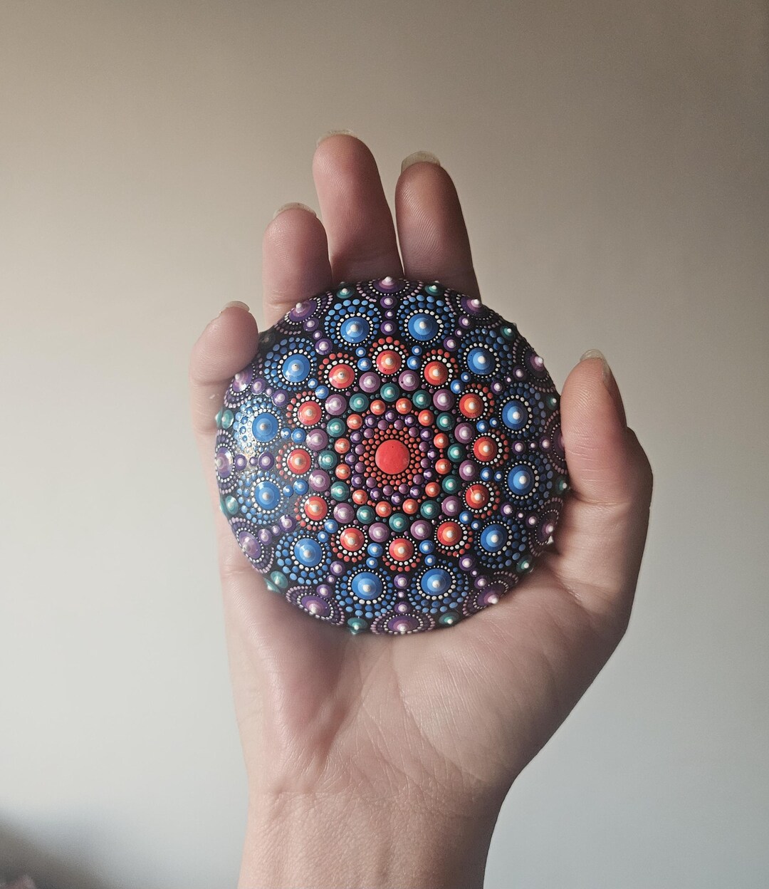 Hand Painted Mandala Stone, Dot Art Rock, Meditation Stone, Unique ...