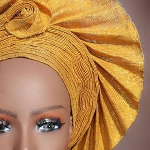 Gele, African autogele, adjustable ready to wear gele, African headtie hat, Nigerian wedding, headwrap