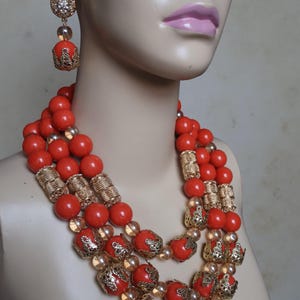 New Coral Bead Necklace, Faux Coral Bead Necklace, Nigerian Wedding Beads, Bamboo Coral, Nigerian Coral Beads, Igbo Traditional Necklace
