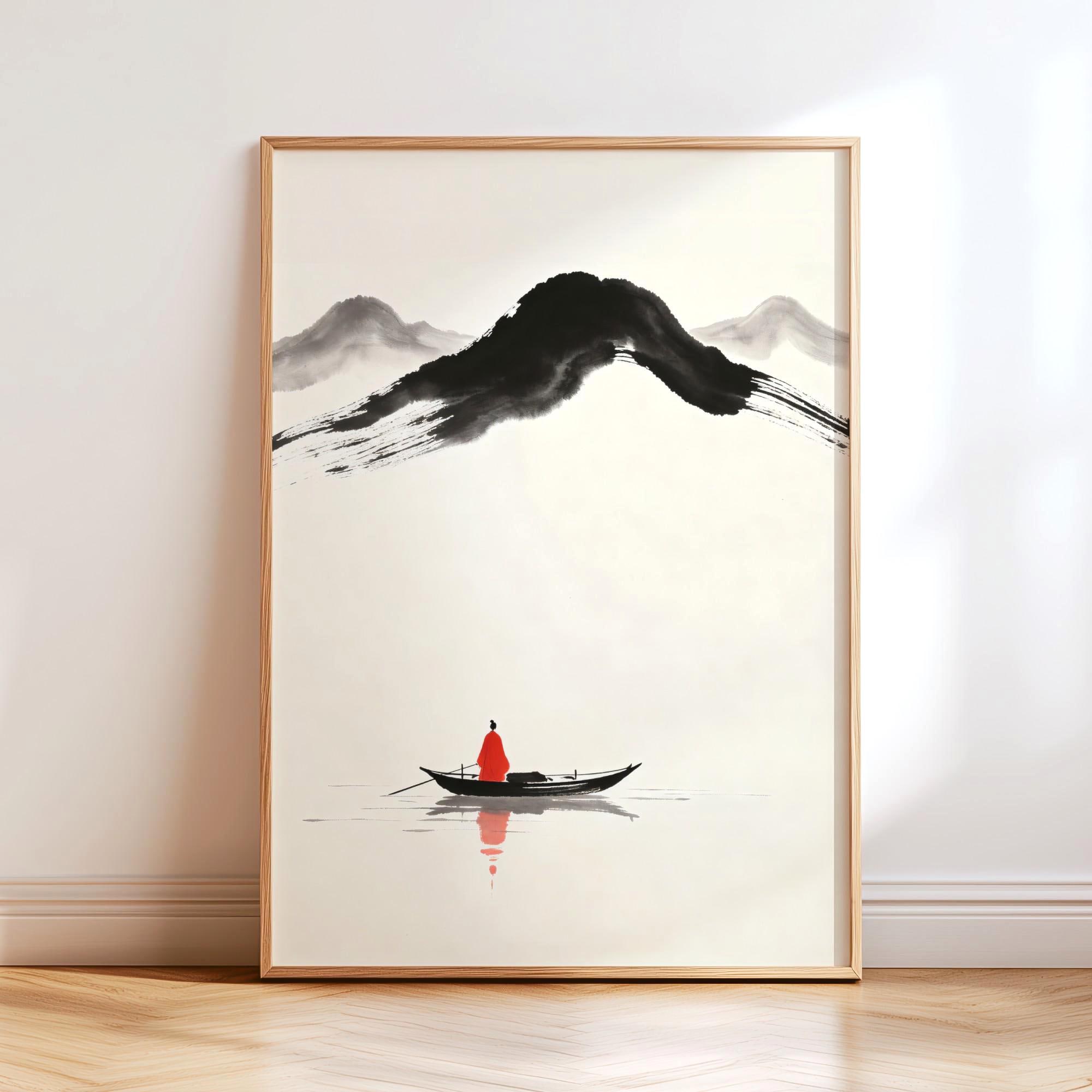 Chinese Ink Art Boat - Etsy