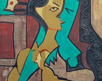 アンドレ・ロートの版画 – フランスのキュビスム風景、幾何学的な村の