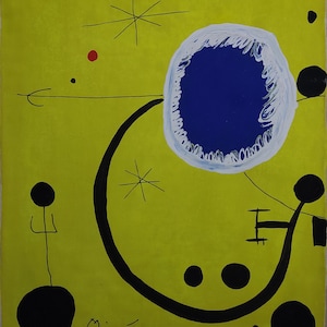 Joan Miró Style Abstract Oil Painting - Signed Vintage Modern Art