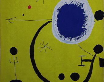 Abstraktes Ölgemälde im Joan Miró-Stil - Vintage moderne Kunst