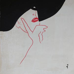 René Gruau Signed French Illustration Painting on Canvas - Fashion Illustration Art