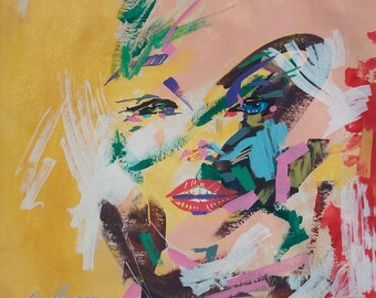 Pintura a óleo sobre tela de Pop Art americana assinada por Leroy Neiman - Sports Art