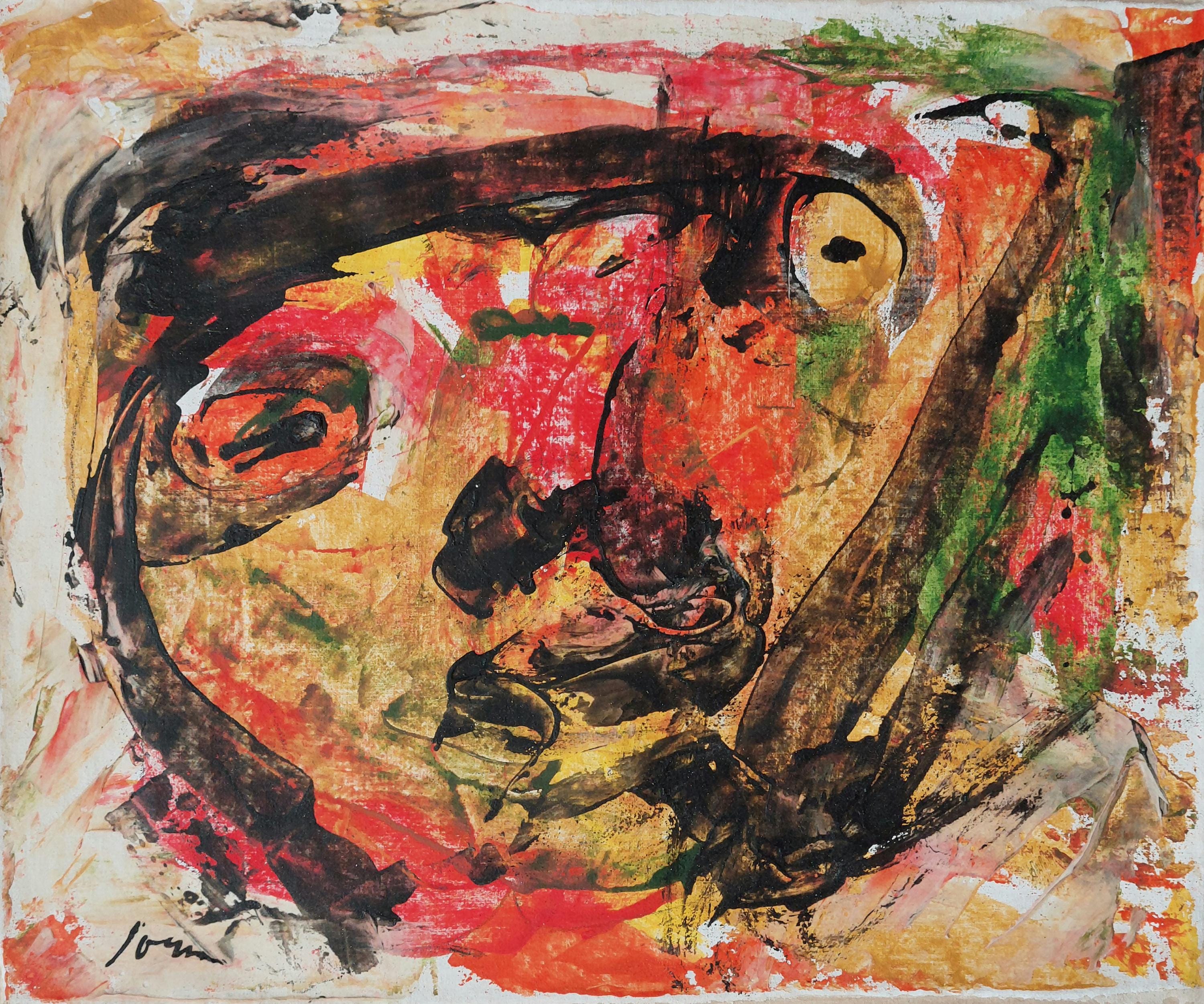 Asger Jorn Signed Abstract Oil Painting on Canvas - Danish Modern Art ...
