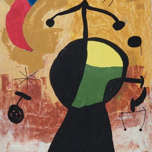 Joan Miró Style Abstract Oil Painting - Signed Vintage Modern Art