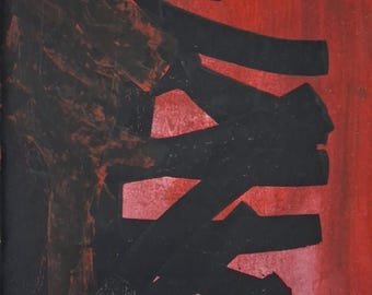 Pierre Soulages Signed Abstract Oil Painting on Canvas - French Modern Art