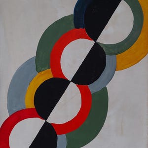 Sonia Delaunay Signed Abstract Oil Painting on Canvas - French Modern Art