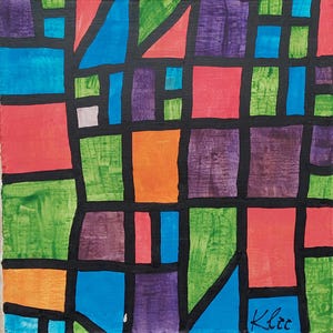 Paul Klee Signed Abstract Expressionist Oil Painting on Canvas - Swiss Modern Art