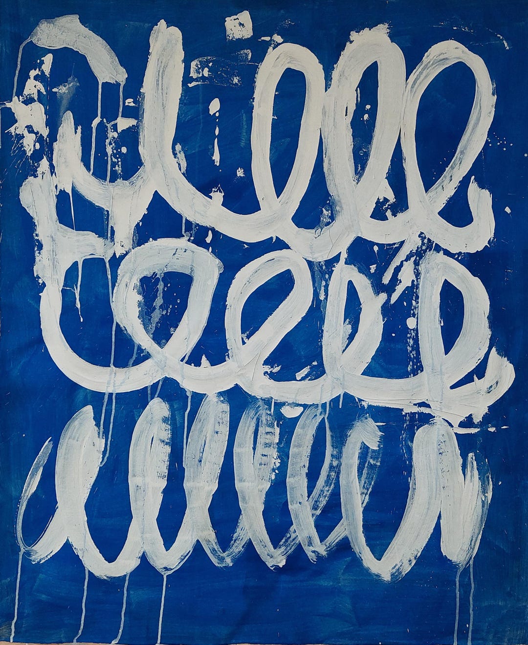 Cy Twombly Signed Vintage Abstract Oil Painting on EXTRA LARGE Canvas ...