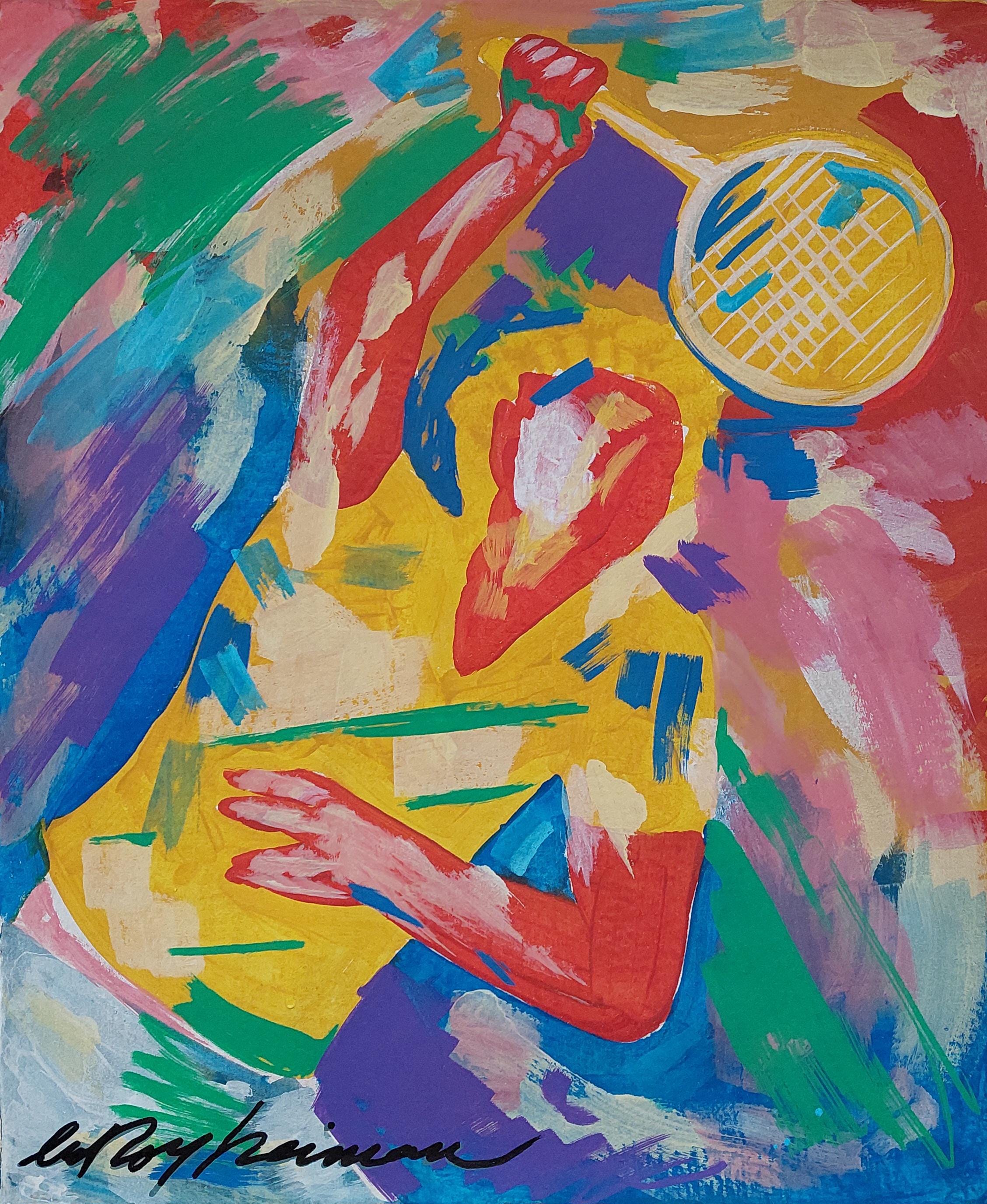 リロイ・ニーマン直筆サイン入りアメリカン・ポップアート油絵 