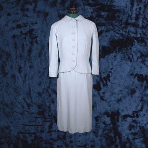 1950s Light Blue Women&#39;s Classic Skirt Suit Set / Small