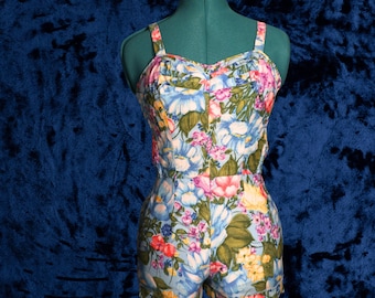 Vintage 1950s-60s Ann Taylor Cotton Floral Playsuit / Small