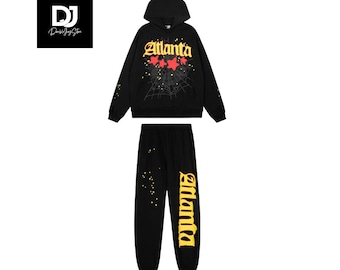 Conjunto deportivo negro "Atlanta" Spider, hecho a mano (edición unisex)