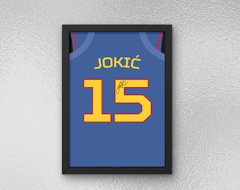 Nikola Jokić Autogrammed Jersey Poster - Sport Wandkunst - Instant Download