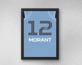 Ja Morant signierte Jersey Poster - Sport Wandkunst - Instant Download
