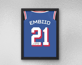 Joel Embiid Autographed Jersey Poster - Printable Sports Wall Art - Instant Download