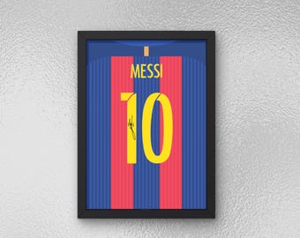 Lionel Messi Autographed Jersey Poster - Printable Sports Wall Art - Instant Download