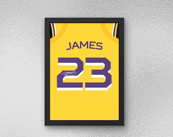 LeBron James signierte Jersey Poster - Sport Wandkunst - Instant Download