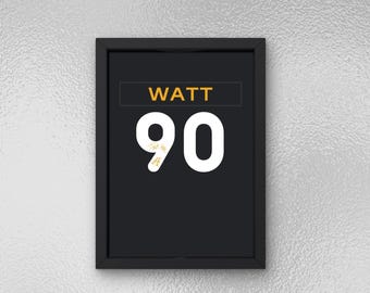 T. J. Watt "MEGA WATT" Autographed Jersey Poster - Printable Sports Wall Art - Instant Download