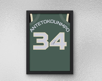 Giannis Antetokounmpo Autogramm Jersey Poster - Sport Wandkunst - Instant Download