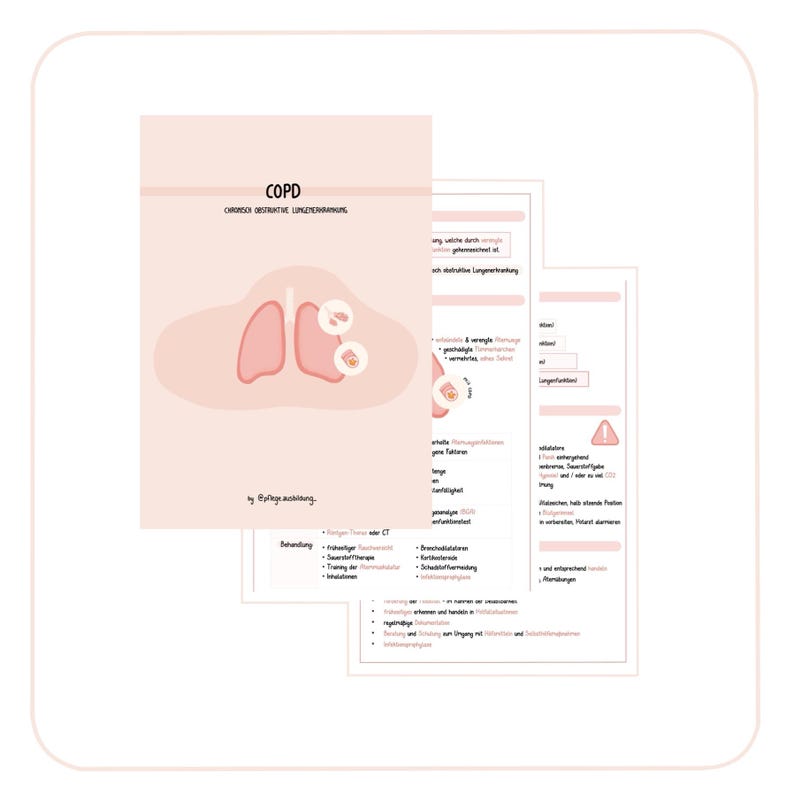 May include: A pink and white infographic about COPD, or Chronic Obstructive Pulmonary Disease. The infographic includes a diagram of the lungs, a list of symptoms, and a list of treatments. The text "COPD" is written in bold at the top of the infographic.
