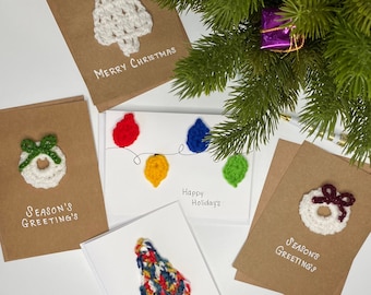 Handmade Crochet Greeting Cards | Christmas Holiday Card | Card with Envelope | Personalized Greeting Card | Merry Christmas | Gift Idea