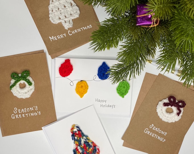 Featured listing image: Handmade Crochet Christmas Card | Holiday Greeting with Envelope