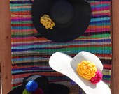 Rafia Sunhats with Crochet Flower Or Pom Pom Sugar Skull Headpiece