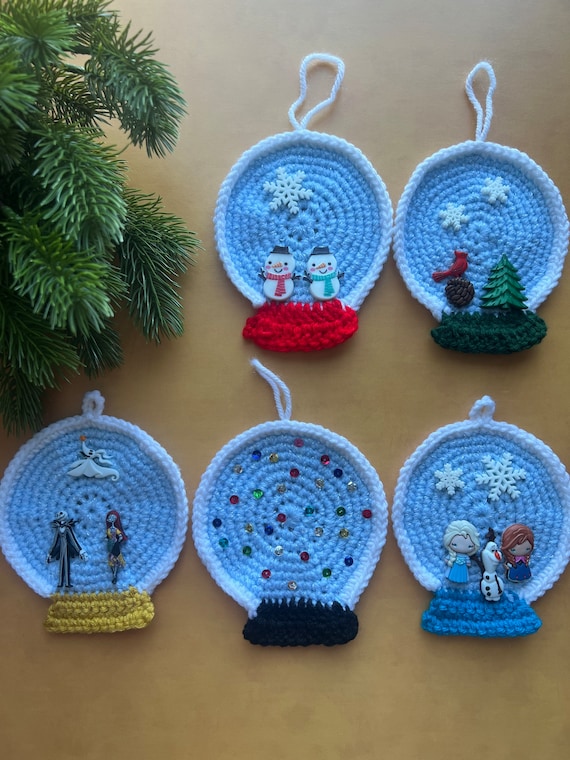 Snow Globe Ornaments | Elsa, Olaf and Anna| Snowman, Pines | Holiday Decor | Christmas ornaments