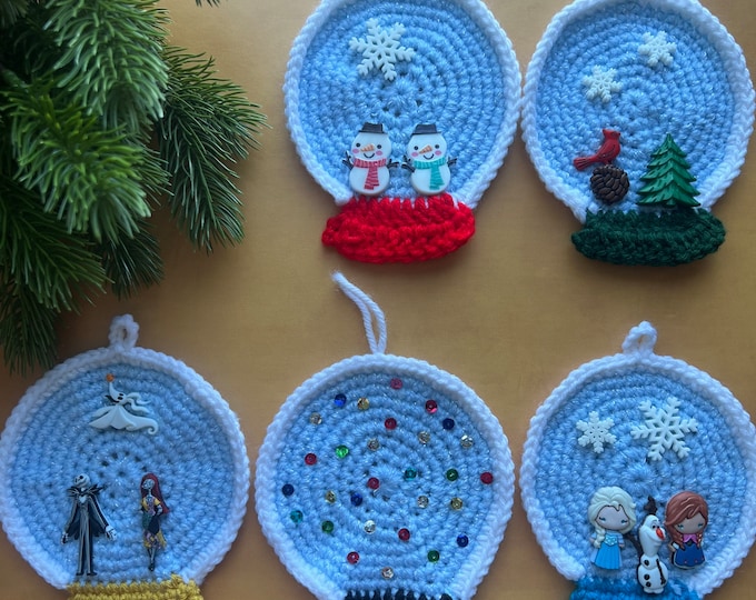 Featured listing image: Snow Globe Ornaments | Elsa, Olaf and Anna| Snowman, Pines | Holiday Decor | Christmas ornaments
