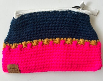 Boho Clutch Purse | Crochet Handle Clutch | Wristlet | Handbag | Makeup bag | Boho Purse | Colorful Purse
