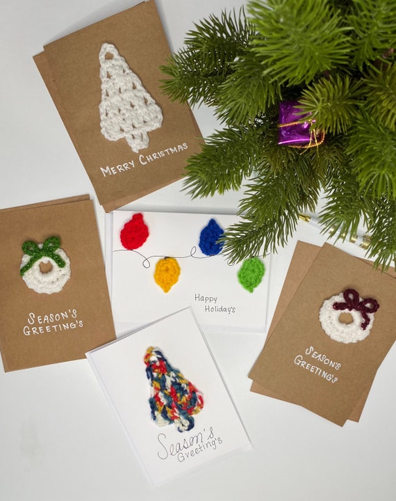 Handmade Crochet Christmas Card | Holiday Greeting with Envelope