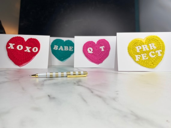 Crochet Candy Heart Card | Handmade Valentines Day Card