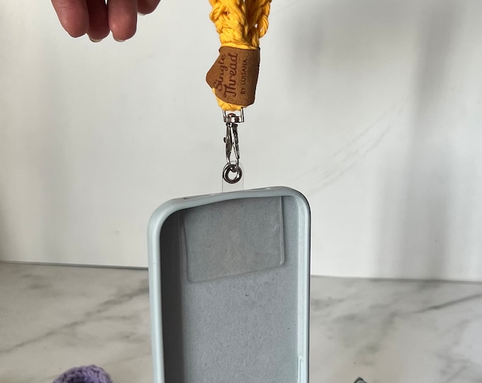 Featured listing image: Cell Phone Lanyard | Wristlet | Crochet mobile carrier
