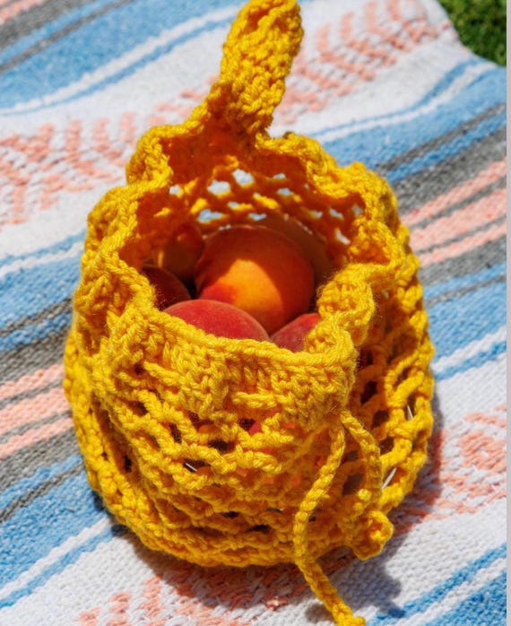 Crochet Reusable Veggie Bag | Eco-Friendly Produce Market Bag