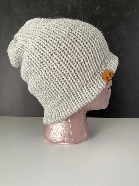 Hand-Knit Ribbed Slouchy Beanie | Adult Unisex Beanie