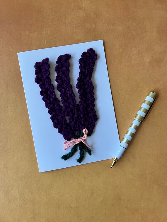 Handmade Crochet Lavender Card | Mother's Day, Thinking of You