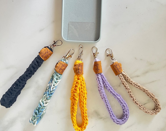 Featured listing image: Cell Phone Lanyard | Wristlet | Crochet mobile carrier