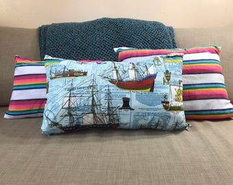 Ship Print Pillow | Handmade Pillow | Decorative Pillow | Naval Aficionado | Vintage Ships | Home Decor | Decorative Pillow | Man Cave Decor