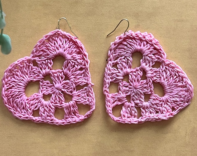 Featured listing image: Handmade Crochet Dangle Earrings | Boho Granny Square, Gold Plated
