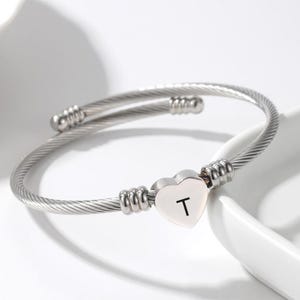 Pulseira de casal com letras personalizadas, tamanho ajustável - Pulseira de letras personalizadas - Pulseira da amizade - Presente para mães - Presente para o dia dos namorados