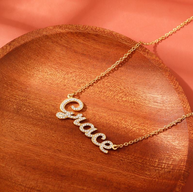 Gold Kette Mit Buchstaben Silber Glitzer Glitter Name Necklace