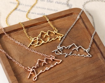Mountain Name Necklace - Adventure Gift for Hikers - Customizable Couple/Family Jewelry-Unique Gift For Her