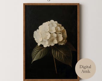 PRINTABLE Vintage Flower Print, Dark Moody Antique Botanical Art ...