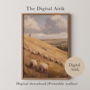 Landscape Art Prints – Summer Country Scene, Vintage Scenery Print, Rustic Kitchen Art, Printable Wall Art for Home Decor