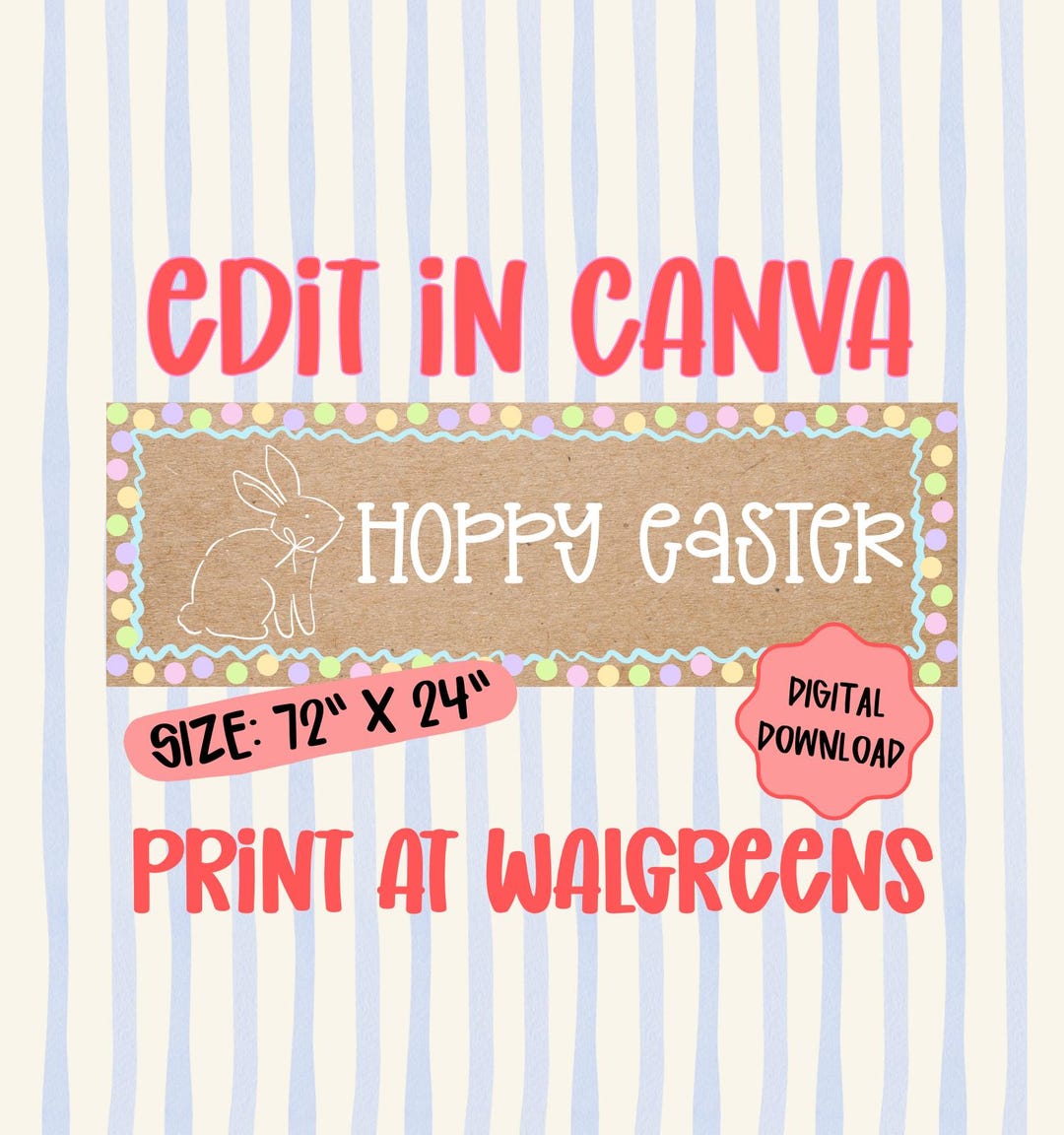 Hoppy Easter Banner Template | Editable Canva Banner | 2x6 WALGREENS ...