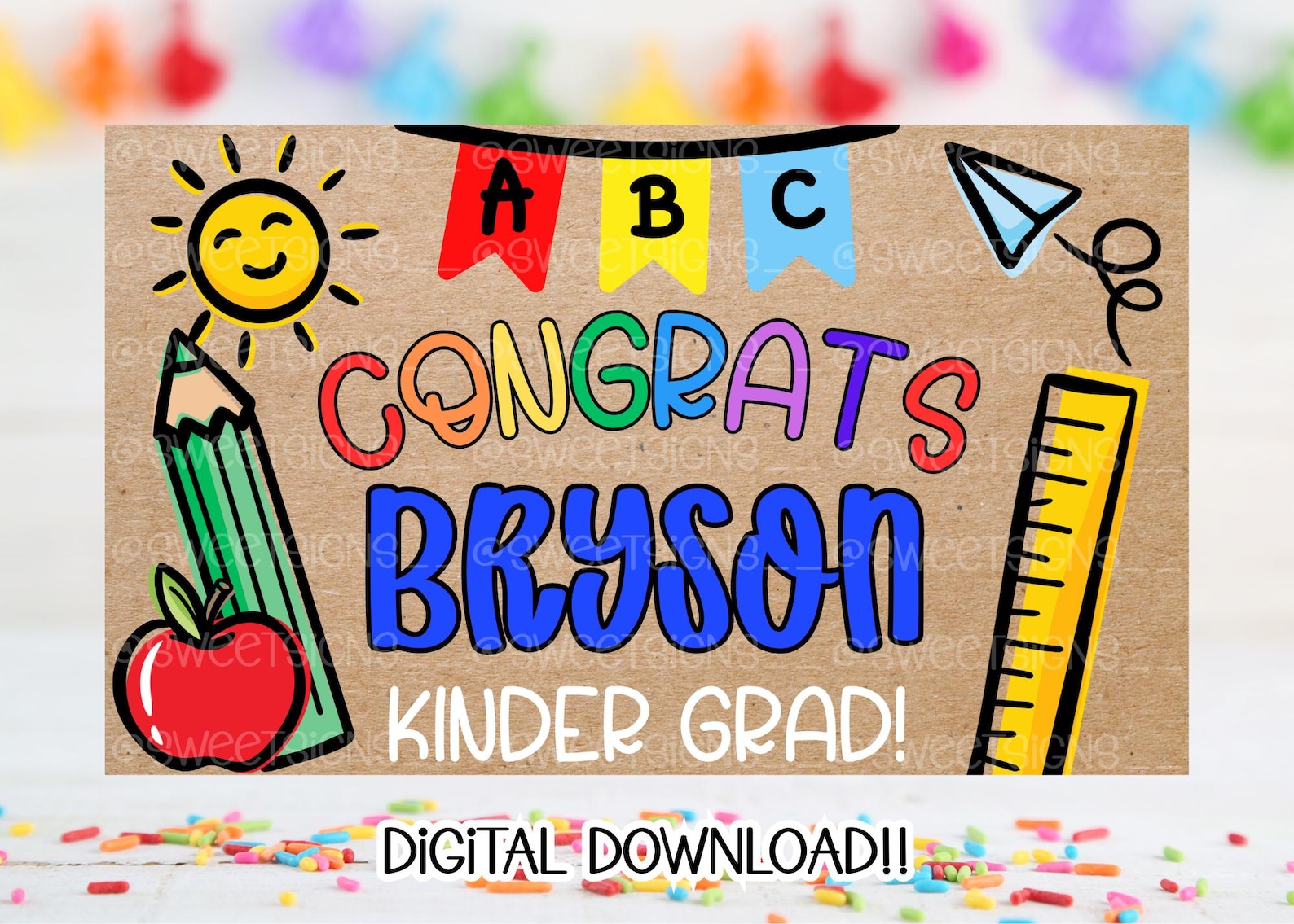 Kinder Graduation Sign Kinder Graduation Banner Template | Editable Canva Banner | 36x60 DIY ...