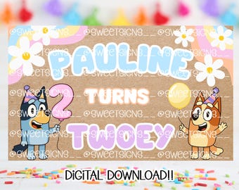 Plantilla de pancarta de cumpleaños de perro azul / Banner editable de Canva / Letrero pintado DIY de 36 x 60 / Descarga digital